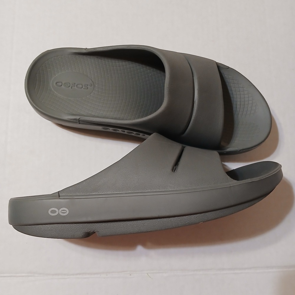OOFOS OOAHH Women 9 Slide Sandals Men 7 Recovery Shoes Comfort Slate Gray